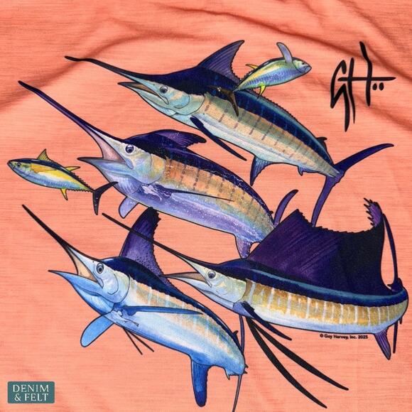 Guy Harvey Papaya Punch LS Performance Fishing Hoodie UPF Sun Shirt NEW~NWT - Picture 12 of 16